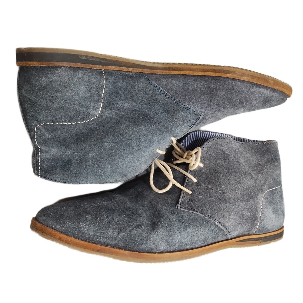 Ben Sherman Chukka Boots Mens Size 12 Blue Leather Comfort Almond Toe Lace Up